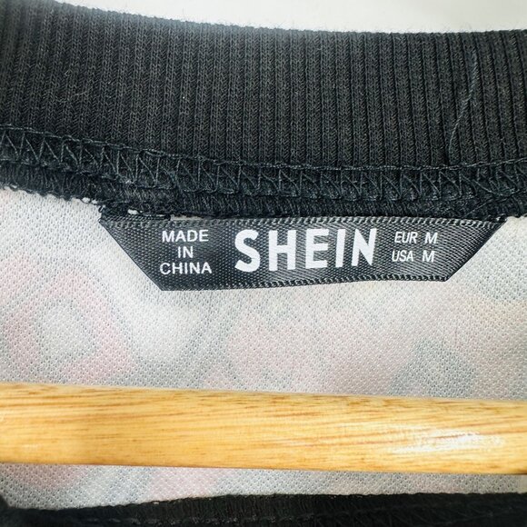 SHEIN Graphic Print Comic Book Multicolor Crew Neck Cropped Stretch Sweatshirt M - Picture 5 of 7